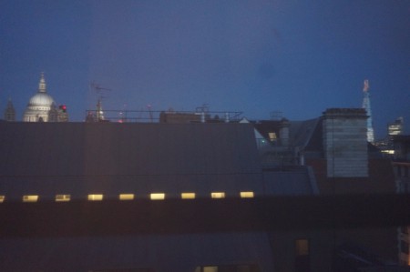 Vue depuis notre chambre d'hôtel : St Paul's, la Shard, Talkie walkie